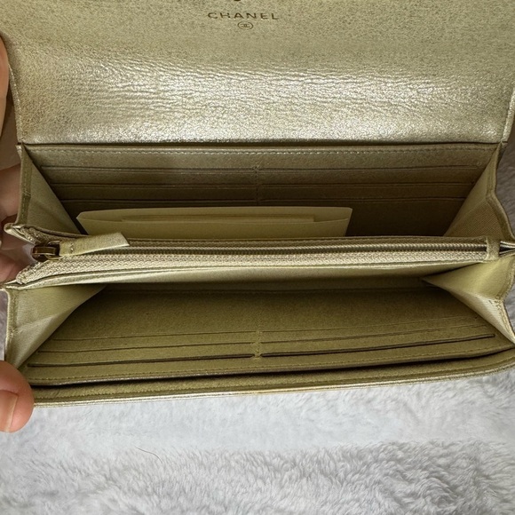 Chanel Gold Metallic Snap Flap Wallet with Auth Sticker - Picture 6 of 9